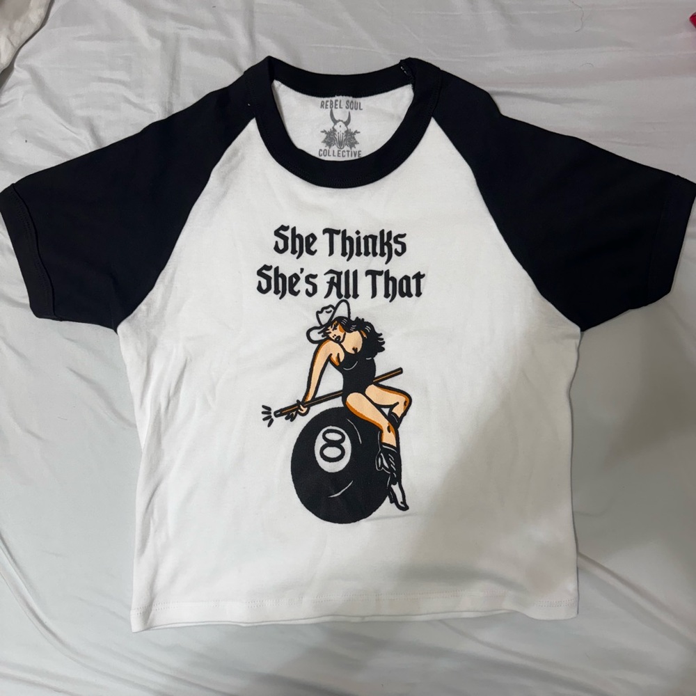 Women's Black and White Crop Top